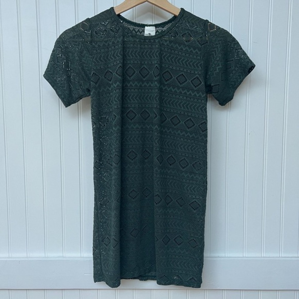 Dreamwave Kids Swimsuit Cover Up Mesh Green Blue Diamond Pattern Short‎ Sleeve